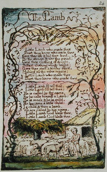 The Lamb, illustration from Songs of Innocence and of Experience (Bentley Copy L) by William Blake